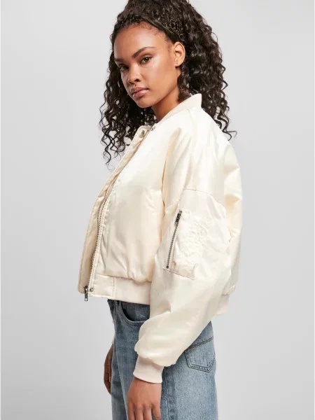 Satynowy kurtka bomber Urban Classics biały