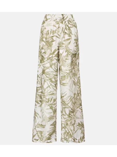 Pantaloni Brunello Cucinelli de mătase verde