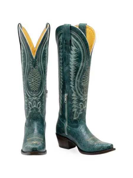 Botine Nortalie din piele verde