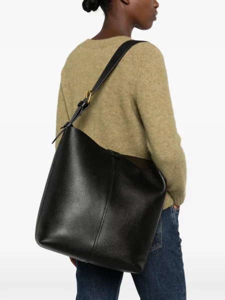 Kožna shopper torbica Soeur crna