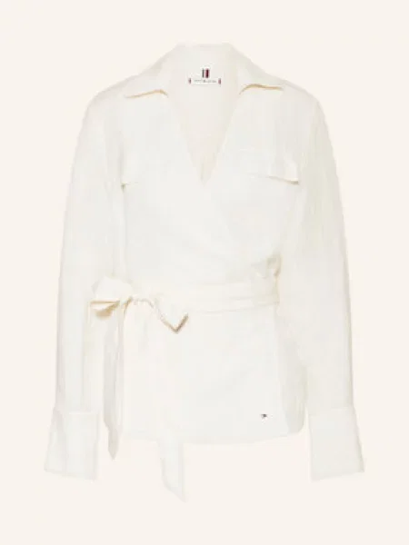 Bluzka o kroju relaxed fit z mieszanki lnu i Tommy Hilfiger beżowa