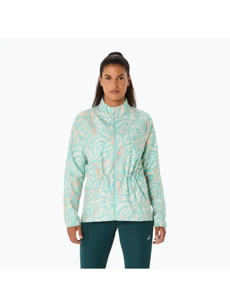 Дамско яке за бягане ASICS Road Lite-Show Packable oasis green/multi color зелено