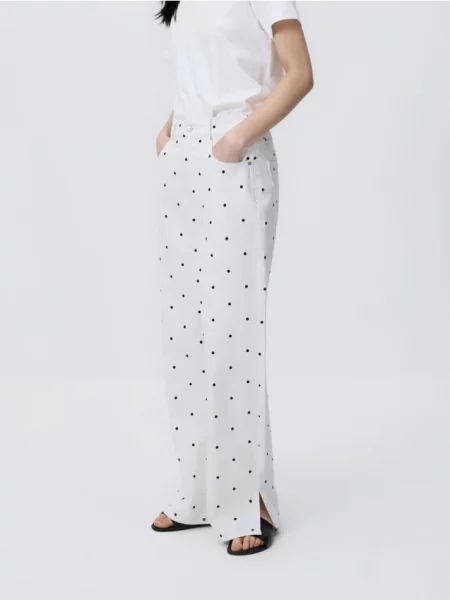 Reserved Джинси wide leg у горошок білий