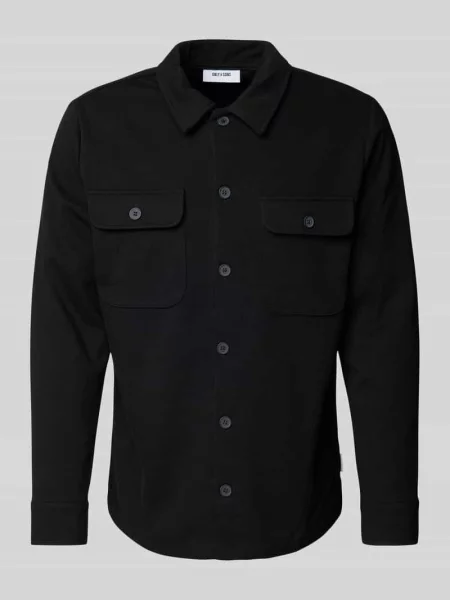 Koszula casualowa z listwą guzikową model ‘NEWKODYL’ Only & Sons czarna