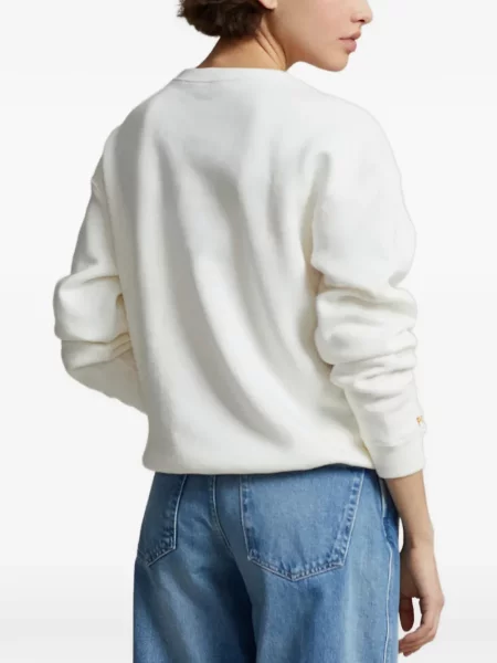 Кожена карирана поло тениска Polo Ralph Lauren бродирана бяло