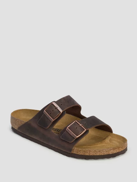 Klapki Birkenstock skórzane brązowe
