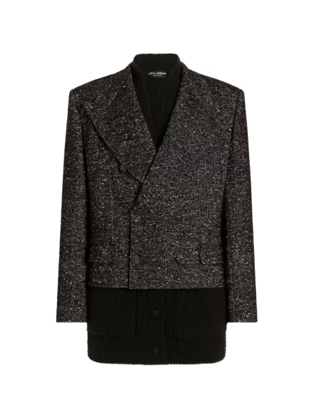 Geacă Dolce & Gabbana de lână cu două rânduri de nasturi negru