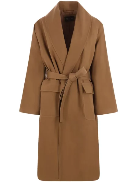 Palton Loro Piana de mătase maro