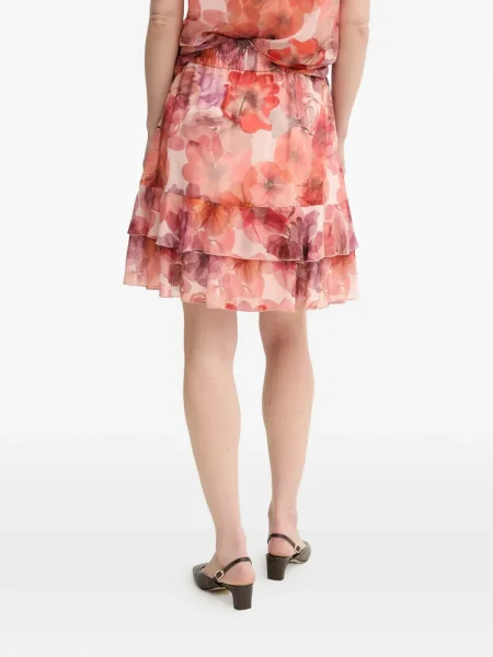 Fusta mini Marc Aurel cu model floral cu volane roz