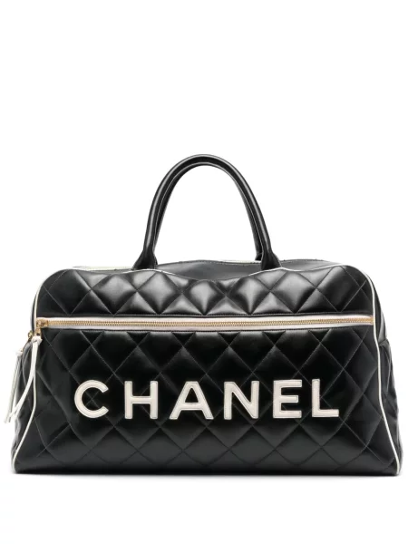 Prošívaná diamant kabelka Chanel Pre-owned černá