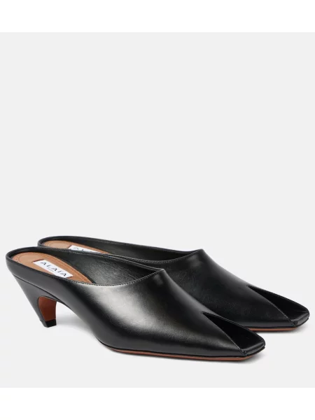Papuci tip mules Alaïa din piele negru