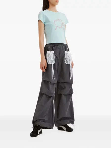 Pantaloni Mini Cream din dantelă gri