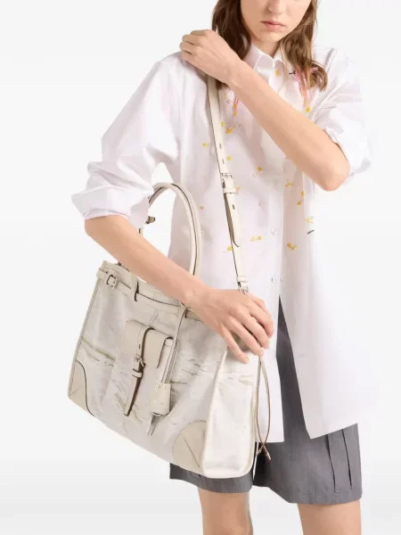 Geantă shopper Prada din piele cu imagine