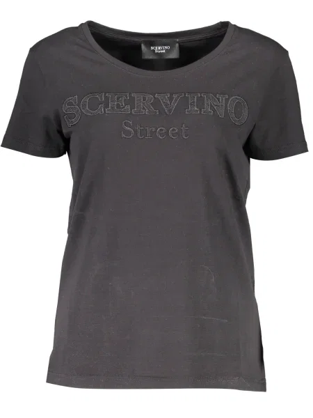 Krótka koszulka Ermanno Scervino elegancka z krótkim rękawem czarna