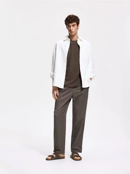 Reserved Pantaloni carrot loose cacao-cu-lapte