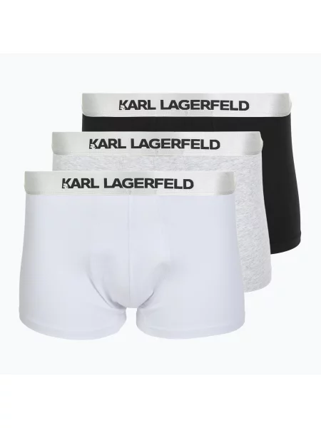 Boxeri pentru bărbați KARL LAGERFELD Trunk 3 perechi black/white/grey alb