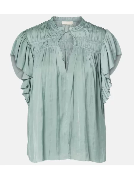 Top Ulla Johnson din satin albastru