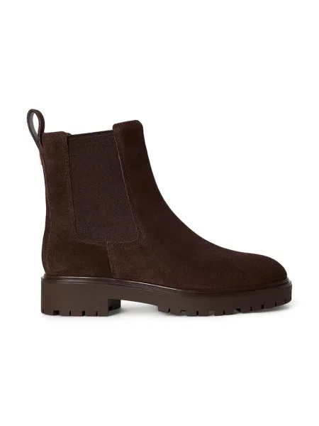 Lauren Ralph Lauren ghete scurte pentru femei din piele întoarsă Allyson maro