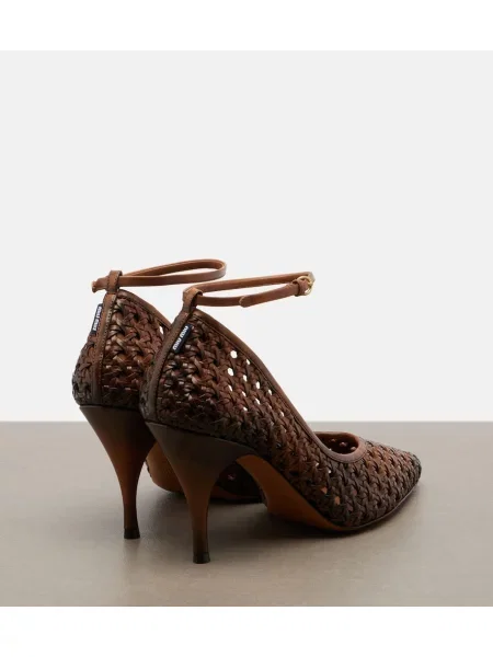 Pantofi cu toc Miu Miu din piele maro