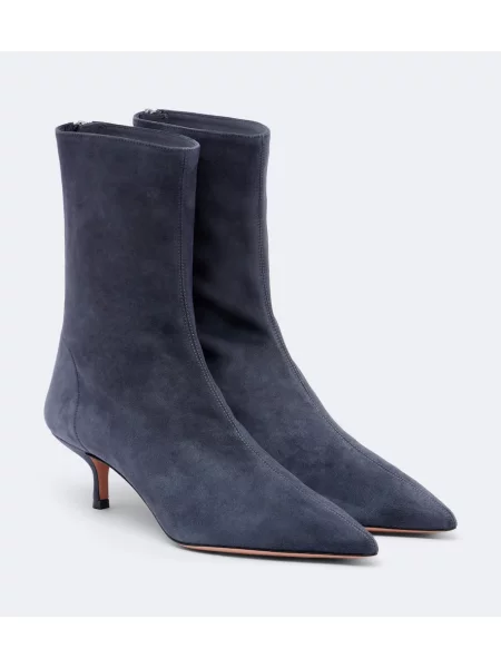 Cizme scurte Aquazzura din piele de căprioară albastru