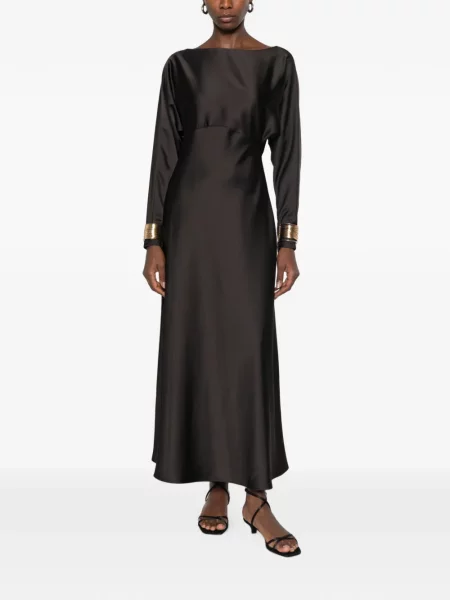 Lung rochie maxi Imperial din satin maro