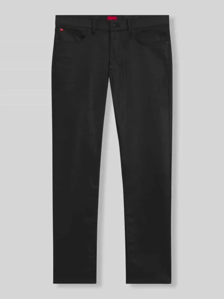 Jeansy o kroju slim fit z mieszanki bawełny i model Hugo czarne