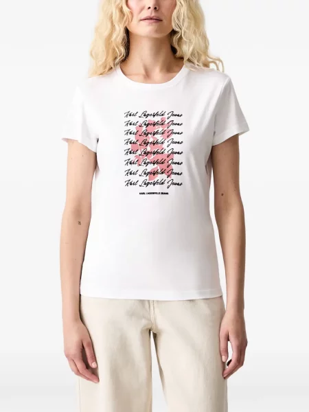 Tricou Karl Lagerfeld Jeans cu imagine alb
