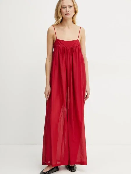 Liviana Conti salopetă de matase rosu cold shoulder