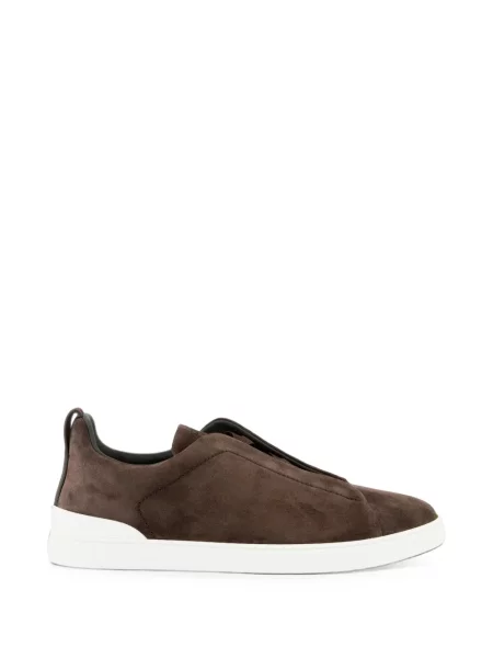 Sneakerși Zegna din piele de căprioară maro