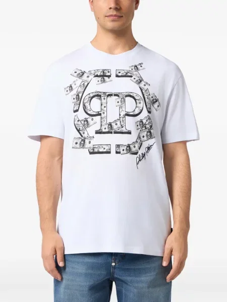 Tricou Philipp Plein cu imagine alb