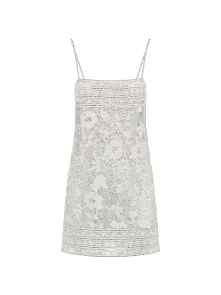 Rochie mini Ermanno Scervino cu paiete cu model floral alb
