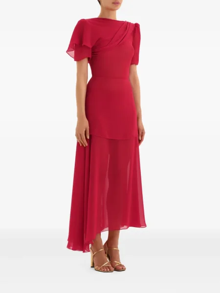 Rochie midi Post Meridiem drapată până la genunchi de costum roșu