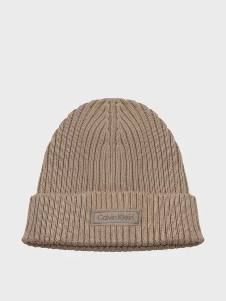 Шапка Calvin Klein чанки бежевая