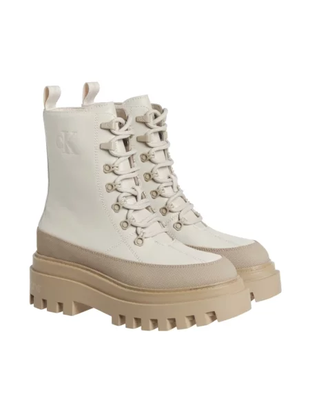 Botki Calvin Klein Jeans na platformie wiązane beżowe