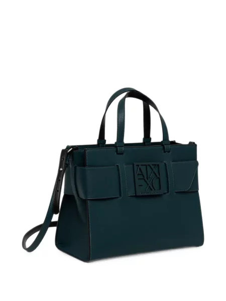 Geantă shopper Armani Exchange cu autograf verde
