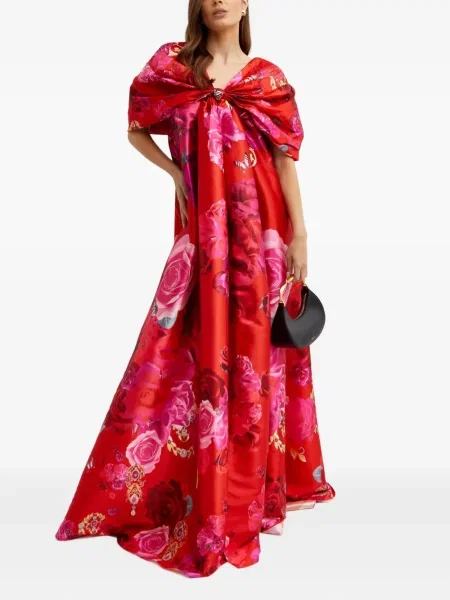 Rochie maxi Camilla cu model floral roșu
