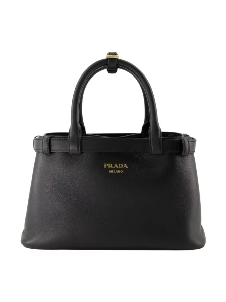 Mała torebka skórzana Prada czarna