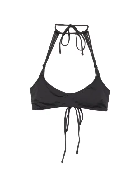 Top Frankies Bikinis cu legături cu gât halter negru