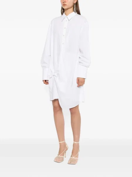 Rochie tip cămașă Helmut Lang asimetrică alb