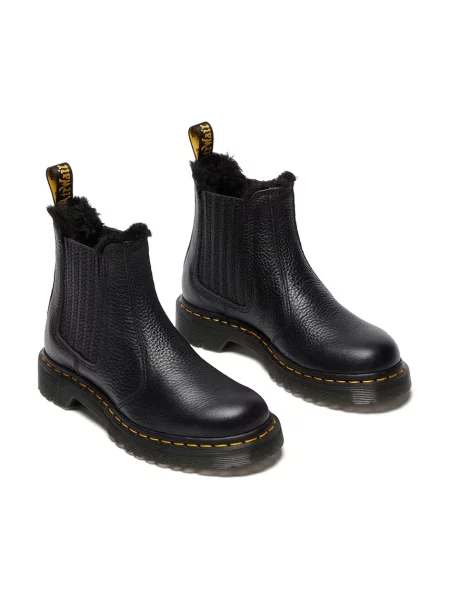Кожаные утепленные ботинки Dr. Martens на платформе черные