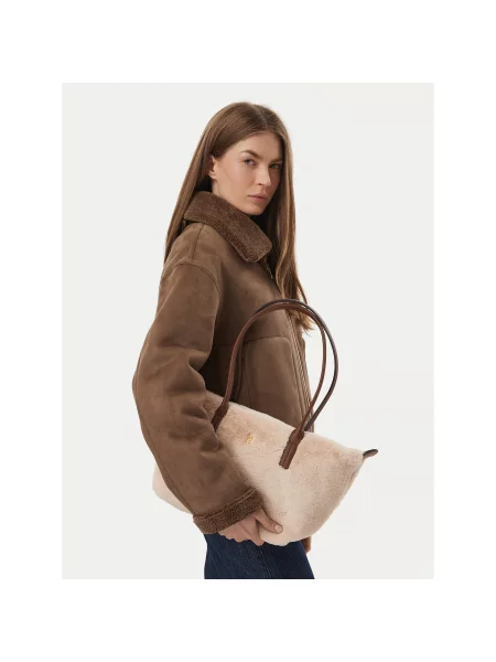 Tommy Hilfiger Rankinė Popette East West Tote Faux Fur Šviesiai smėlinė