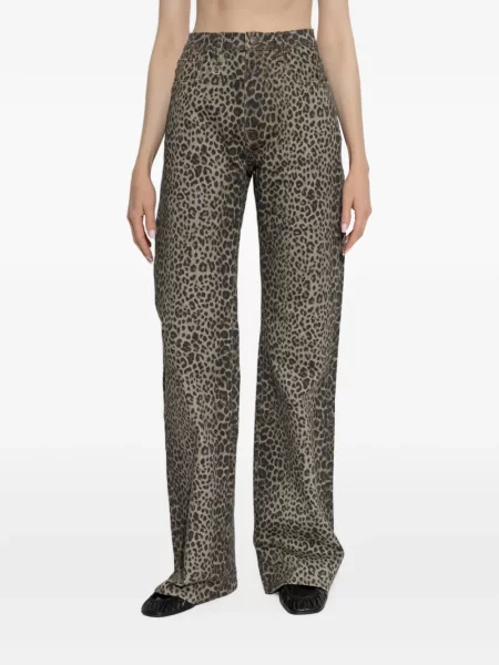 Blugi R13 cu imagine cu model leopard maro