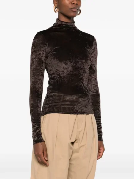 Lung tricou Forte_forte de catifea maro