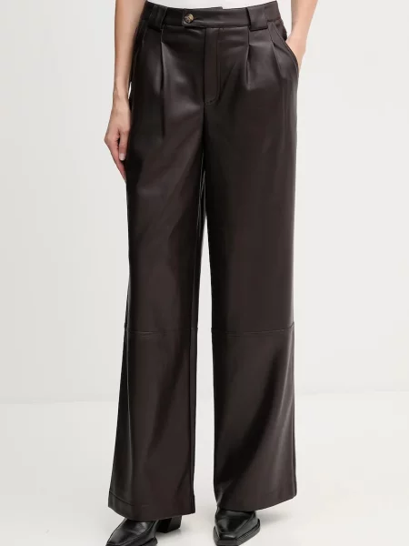 OUI pantaloni lat high waist maro