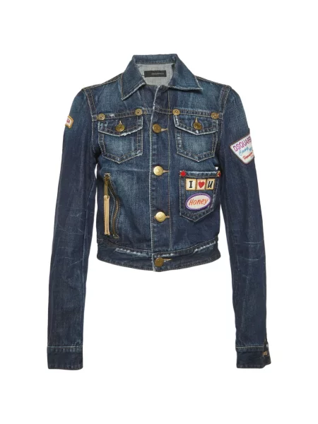 Geacă de blugi Dsquared2 cu broderie albastru