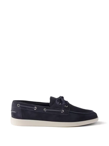 Sneakerși Prada din piele de căprioară albastru