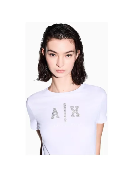 ARMANI EXCHANGE Póló ezüst / átlátszó fehér