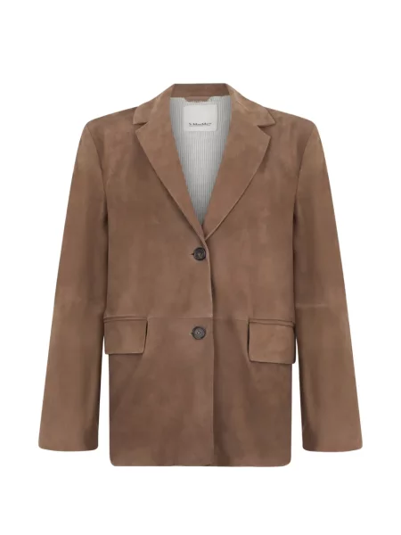 Geacă 's Max Mara din piele de căprioară cu rever maro