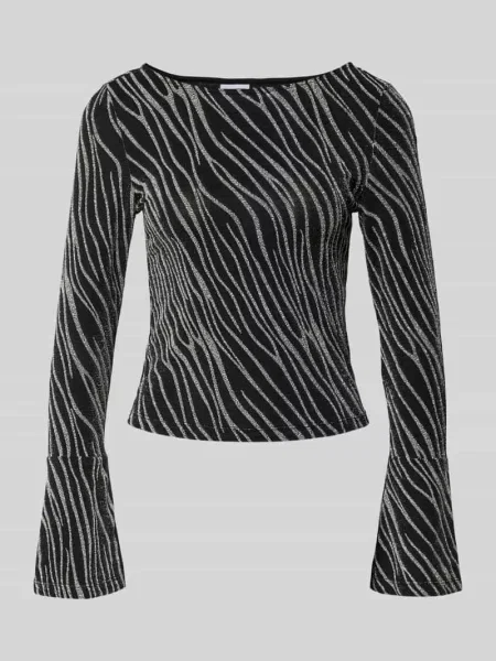 Bluzka z długim rękawem i okrągłym dekoltem model ‘GILLY’ Noisy May czarna