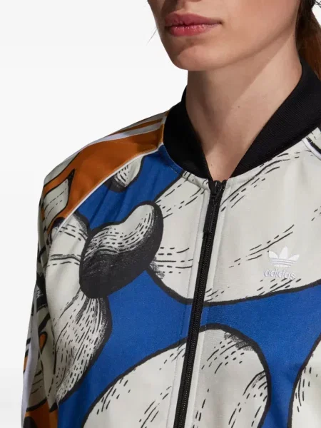 Legginsy Adidas do biegania z nadrukiem z dekoltem w serek czerwone